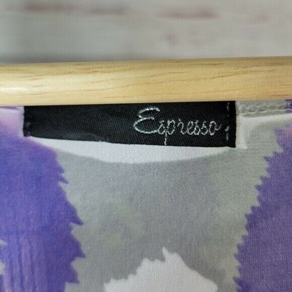 Espresso Western Boho Midi Dress Blue Medium Stretchy Scoop Neck Pleated Floral - Picture 5 of 6